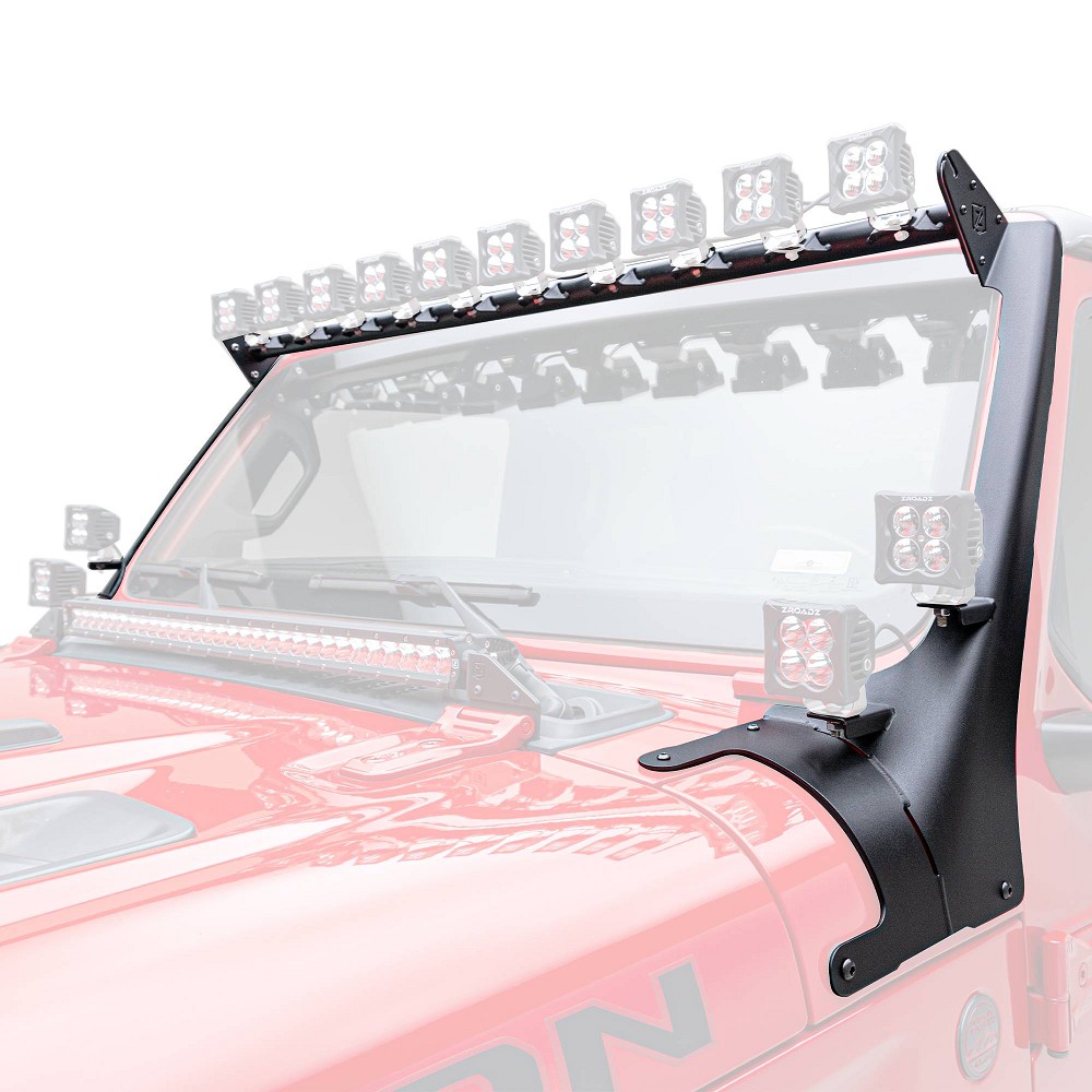 ZROADZ 4-Pod-Scheibenrahmenhalterung mit Multi-LED Querträger | Jeep Wrangler JL | Jeep Gladiator JT