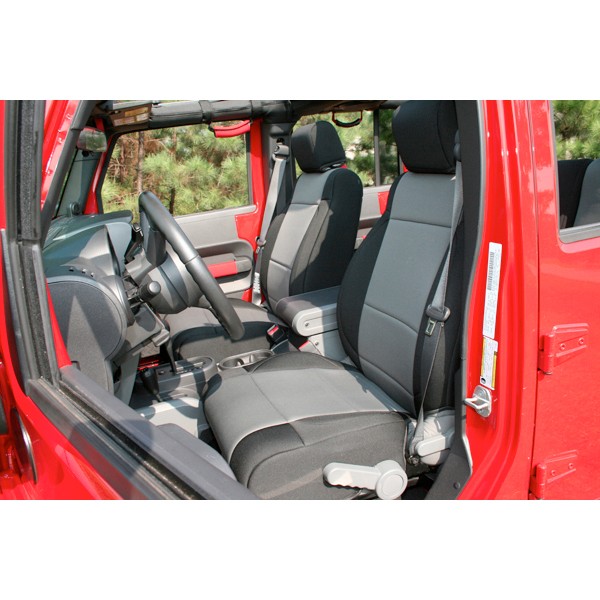 Rugged Ridge Front Neoprene Seat Cover Black/Grey | 11-18 Jeep Wrangler JK