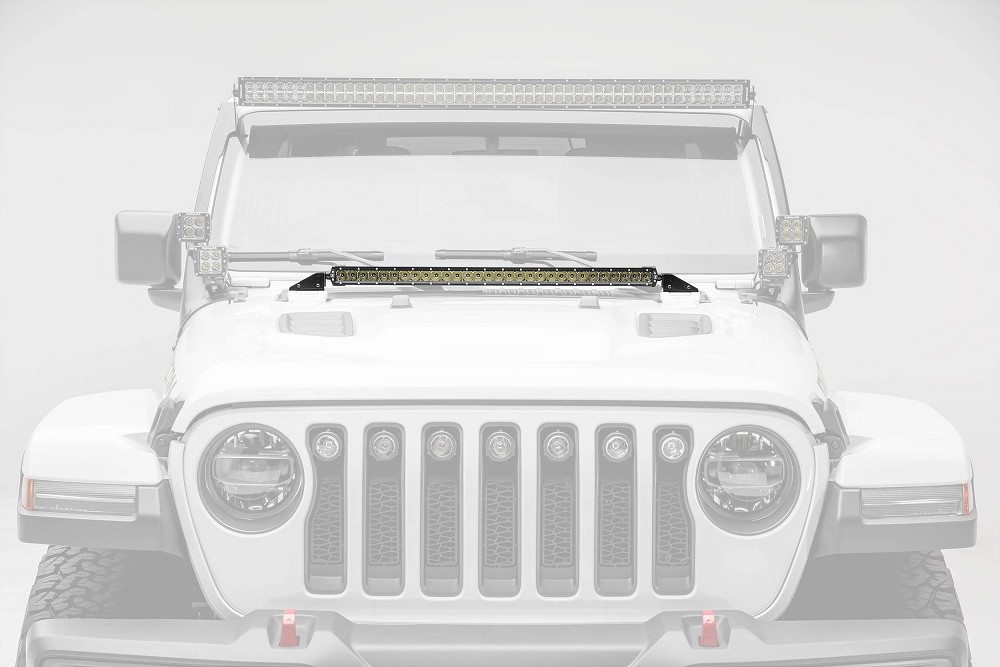 Zroadz Hood/Cowl Bracket to mount 30" Inch LED Light Bar | Jeep Wrangler JL | Jeep Gladiator JT