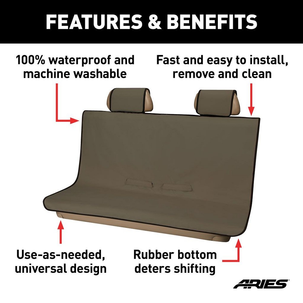 Aries Universal Seat Cover Bench Seat | Brown | Rear |
