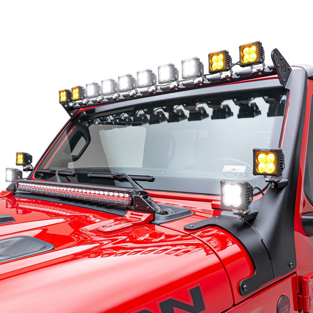 ZROADZ Multi-LED Scheibenrahmenhalterungsset inkl. 14 Pods | Jeep Wrangler JL | Jeep Gladiator JT